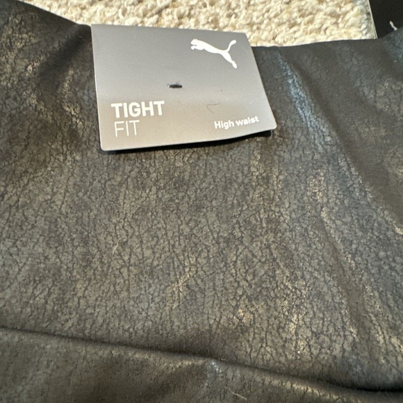 Womens Large 7/8 Puma Tight Fit High Waist Leggings Running Training Pants Black - Picture 4 of 6